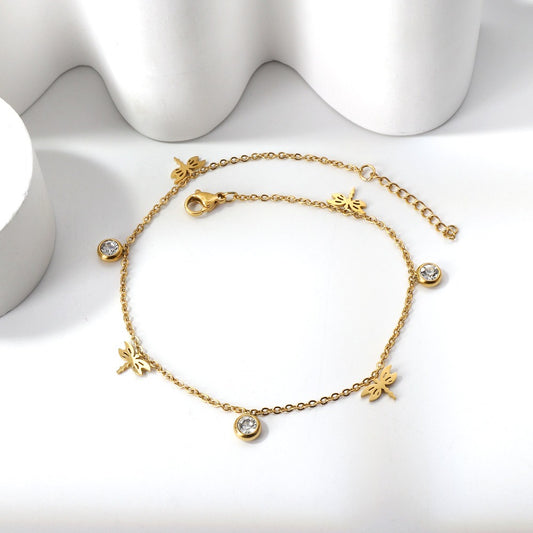 Golden Dragonfly Anklet