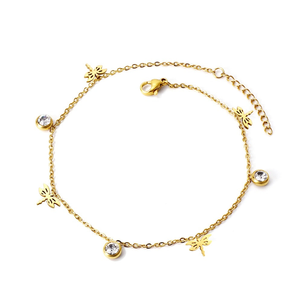 Golden Dragonfly Anklet