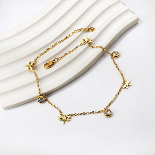 Golden Dragonfly Anklet