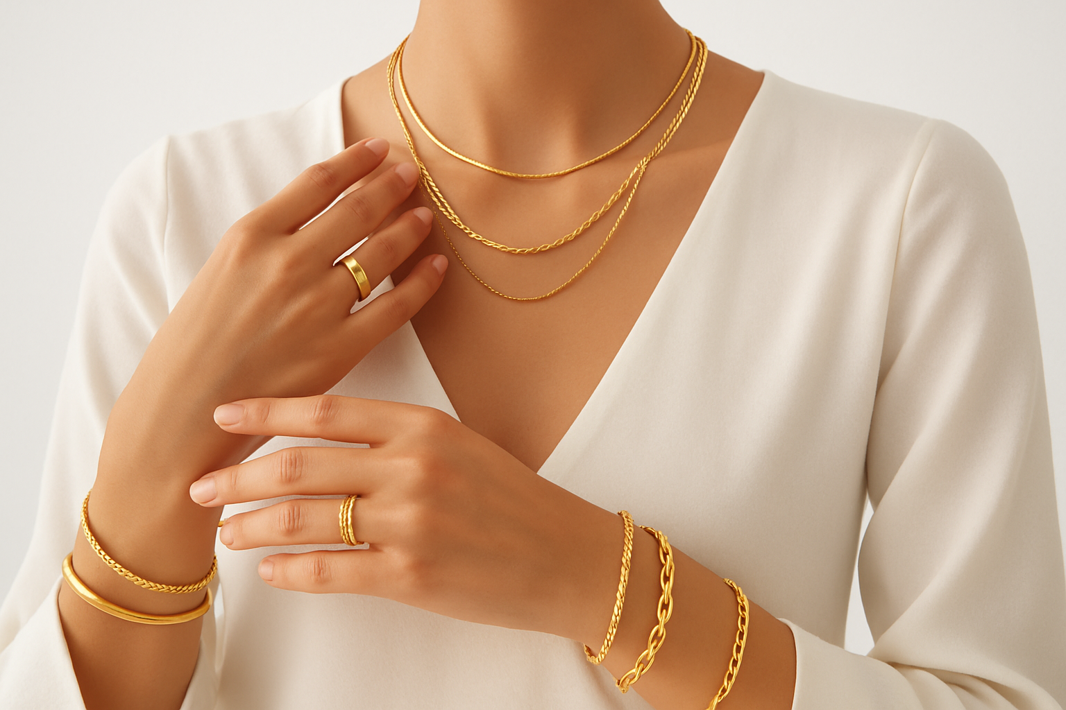 Elegant lifestyle jewelry hero image without showing face